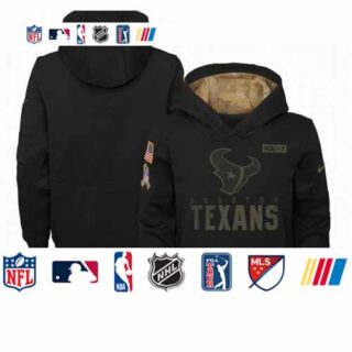 Youth Houston Texans Nike Youth 2020 Salute to Service Pullover Performance Hoodie Black