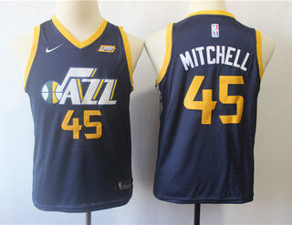 Youth Jazz 45 Donovan Mitchell Navy Youth Nike Swingman Jersey
