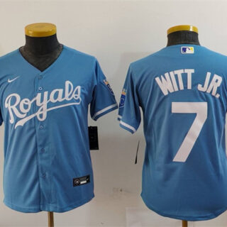 Youth Kansas City Royals #7 Bobby Witt Jr. Light Blue Alternate Limited Stitched Baseball Jersey