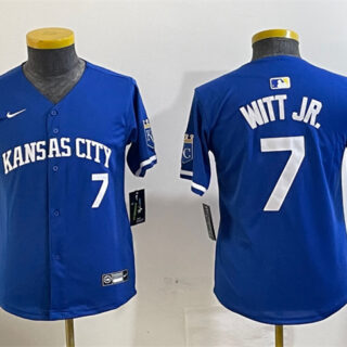 Youth Kansas City Royals #7 Bobby Witt Jr. Royal Limited Stitched Baseball Jersey