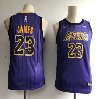 Youth Lakers 23 Lebron James Purple Youth 2018-19 City Edition Nike Swingman Jersey