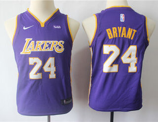 Youth Lakers 24 Kobe Bryant Purple Youth Nike Swingman Jersey