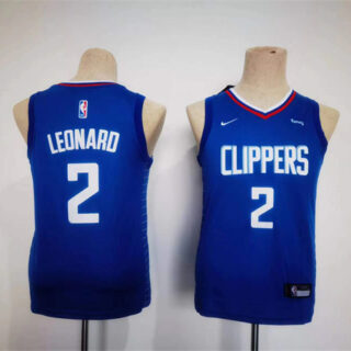 Youth Los Angeles Clippers #2 Kawhi Leonard Royal Stitched Basketball Jersey