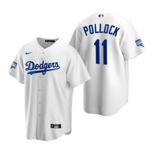 Youth Los Angeles Dodgers 11 A.J. Pollock White 2020 World Series Champions Replica Jersey