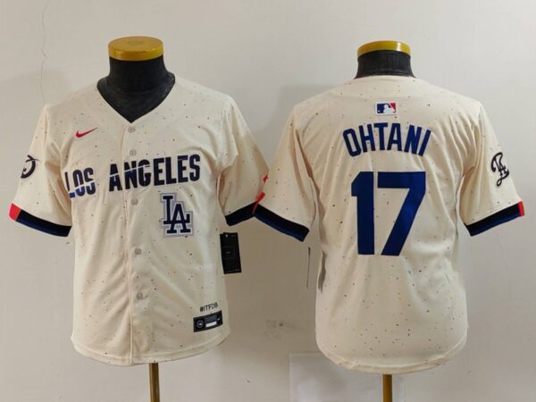 Youth Los Angeles Dodgers #17 Shohei Ohtani Cream Stitched Baseball Jerseys