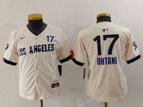 Youth Los Angeles Dodgers #17 Shohei Ohtani Cream Stitched Baseball Jerseys