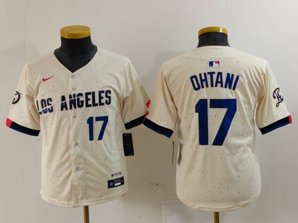 Youth Los Angeles Dodgers #17 Shohei Ohtani Cream Stitched Baseball Jerseys