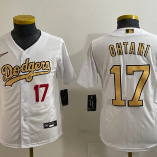 Youth Los Angeles Dodgers #17 Shohei Ohtani White Flex Base Stitched Baseball Jersey