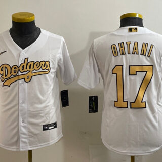 Youth Los Angeles Dodgers #17 Shohei Ohtani White Flex Base Stitched Baseball Jersey
