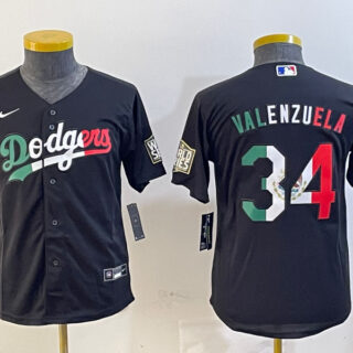 Youth Los Angeles Dodgers #34 Fernando Valenzuela Authentic Collection Stitched MLB Jersey