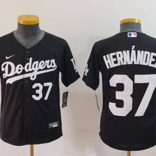 Youth Los Angeles Dodgers #37 Teoscar Hernandez Black Stitched Baseball Jerseys