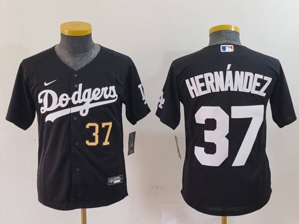 Youth Los Angeles Dodgers #37 Teoscar Hernandez Black Stitched Baseball Jerseys