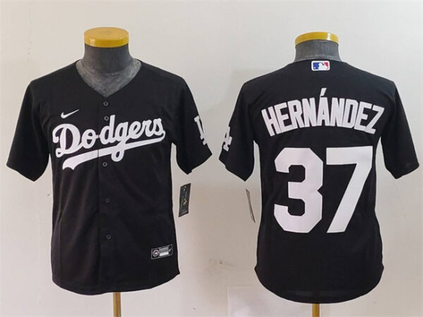 Youth Los Angeles Dodgers #37 Teoscar Hernandez Black Stitched Baseball Jersey