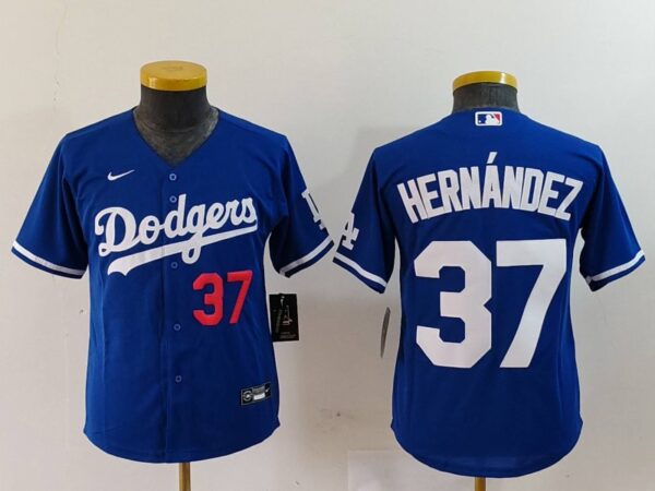Youth Los Angeles Dodgers #37 Teoscar Hernandez Blue Stitched Baseball Jerseys