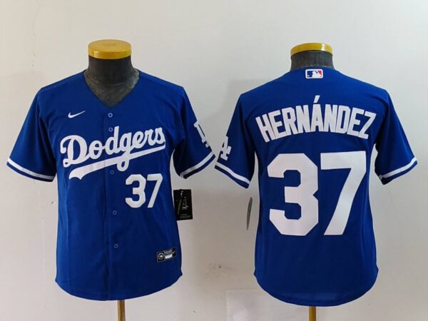 Youth Los Angeles Dodgers #37 Teoscar Hernandez Blue Stitched Baseball Jerseys