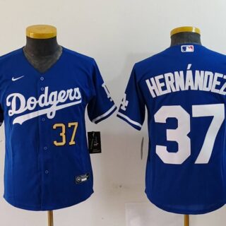 Youth Los Angeles Dodgers #37 Teoscar Hernandez Blue Stitched Baseball Jerseys