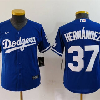 Youth Los Angeles Dodgers #37 Teoscar Hernandez Blue Stitched Baseball Jersey