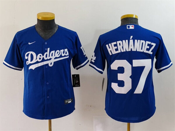 Youth Los Angeles Dodgers #37 Teoscar Hernandez Blue Stitched Baseball Jersey
