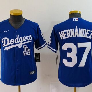Youth Los Angeles Dodgers #37 Teoscar Hernandez Blue Stitched Baseball Jerseys