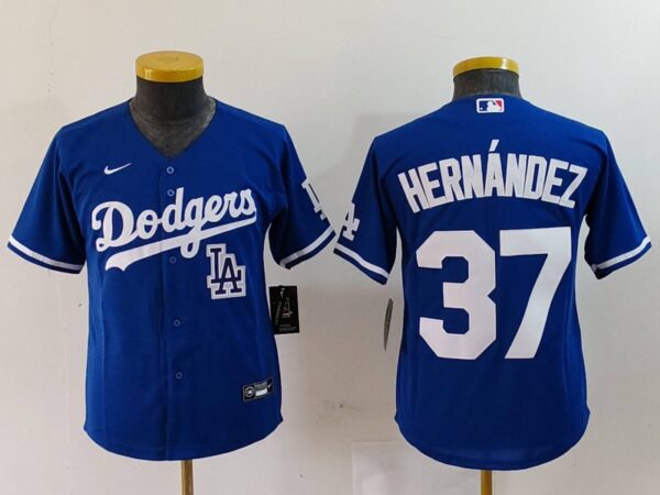 Youth Los Angeles Dodgers #37 Teoscar Hernandez Blue Stitched Baseball Jerseys