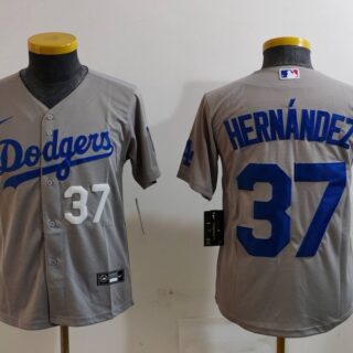 Youth Los Angeles Dodgers #37 Teoscar Hernandez Grey Stitched Baseball Jerseys