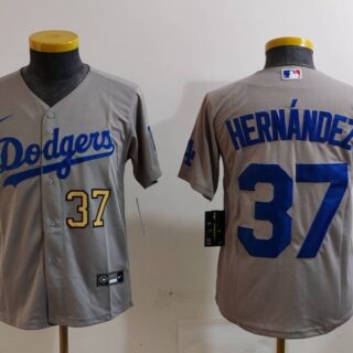 Youth Los Angeles Dodgers #37 Teoscar Hernandez Grey Stitched Baseball Jerseys