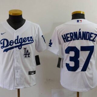 Youth Los Angeles Dodgers #37 Teoscar Hernandez White Stitched Baseball Jerseys