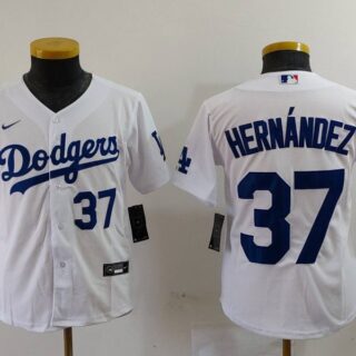 Youth Los Angeles Dodgers #37 Teoscar Hernandez White Stitched Baseball Jerseys