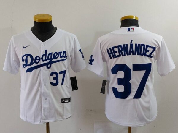 Youth Los Angeles Dodgers #37 Teoscar Hernandez White Stitched Baseball Jerseys