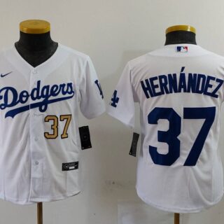 Youth Los Angeles Dodgers #37 Teoscar Hernandez White Stitched Baseball Jerseys