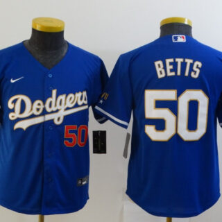 Youth Los Angeles Dodgers #50 Mookie Betts Royal Cool Base Stitched Baseball Jersey