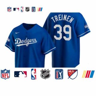 Youth Los Angeles Dodgers 39 Blake Treinen Royal 2020 World Series Champions Replica Jersey