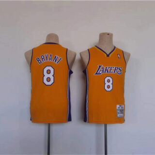 Youth Los Angeles Lakers #8 Kobe Bryant Yellow Stitched Basketball Jersey