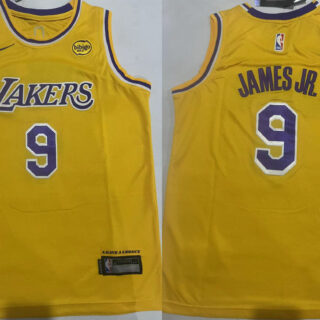 Youth Los Angeles Lakers #9 Bronny James Jr. Yellow Stitched Basketball Jersey