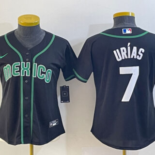 Youth Mexico Baseball #7 Julio Urías 2023 Black World Baseball Classic Stitched Jersey