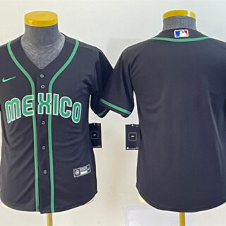 Youth Mexico Baseball Blank 2023 Black World Baseball Classic Stitched Jersey