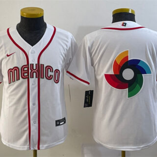 Youth Mexico Baseball Blank 2023 Red World Baseball Classic Stitched Jerseys