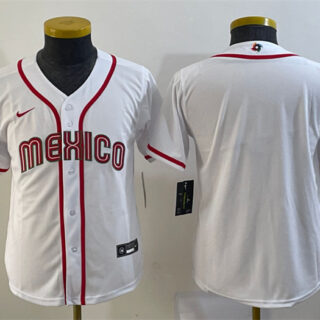 Youth Mexico Baseball Blank 2023 White World Baseball Classic Stitched Jersey