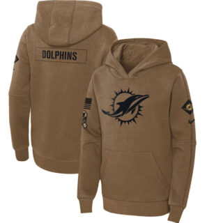 Youth Miami Dolphins 2023 Brown Salute To Service Pullover Hoodie
