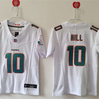 Youth Miami Dolphins #10 Tyreek Hill White 2023 F.U.S.E Vapor Limited Stitched Football Jersey