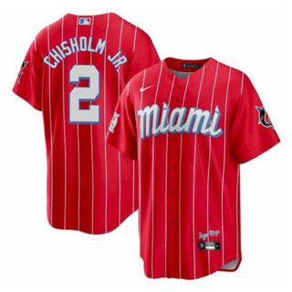 Youth Miami Marlins #2 Jazz Chisholm Jr. 2021 Red City Connect Stitched Baseball Jersey