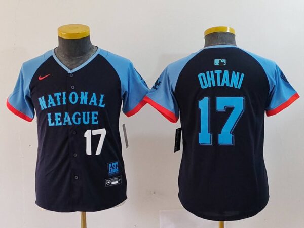 Youth National League #17 Shohei Ohtani Navy 2024 All-Star Limited Stitched Baseball Jerseys