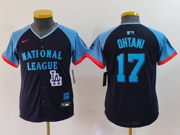 Youth National League #17 Shohei Ohtani Navy 2024 All-Star Limited Stitched Baseball Jerseys