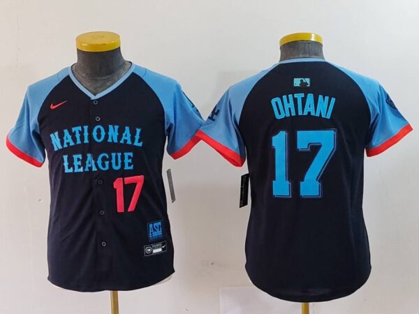 Youth National League #17 Shohei Ohtani Navy 2024 All-Star Limited Stitched Baseball Jerseys