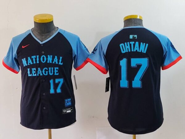 Youth National League #17 Shohei Ohtani Navy 2024 All-Star Limited Stitched Baseball Jerseys