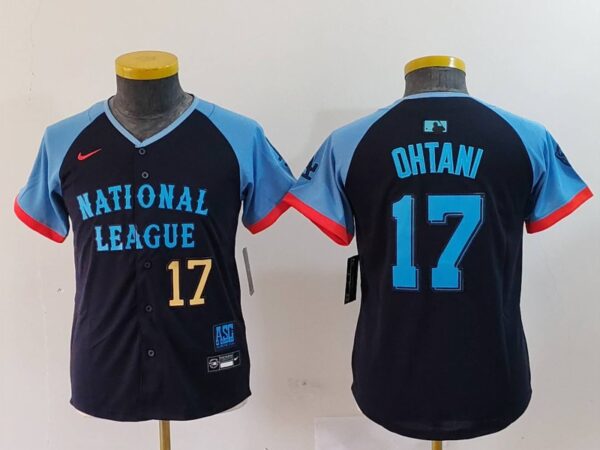Youth National League #17 Shohei Ohtani Navy 2024 All-Star Limited Stitched Baseball Jerseys