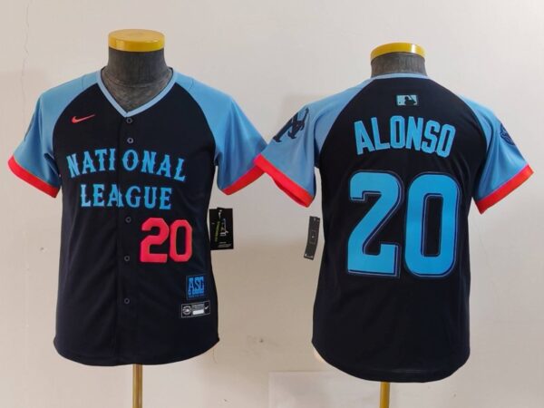Youth National League #20 Pete Alonso Navy 2024 All-Star Limited Stitched Baseball Jerseys