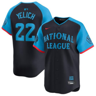 Youth National League #22 Christian Yelich Navy 2024 All-Star Limited Stitched Baseball Jersey