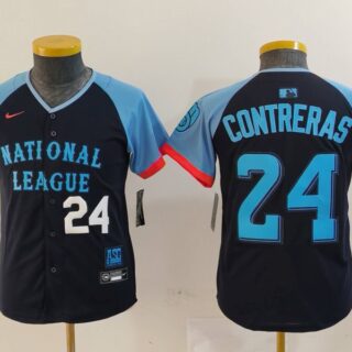 Youth National League #24 William Contreras Navy 2024 All-Star Limited Stitched Baseball Jersey