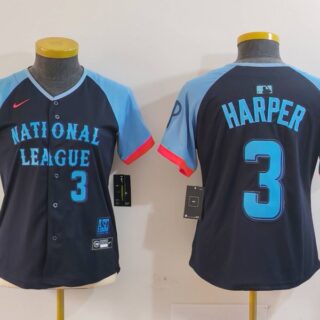 Youth National League #3 Bryce Harper Navy 2024 All-Star Limited Stitched Baseball Jerseys